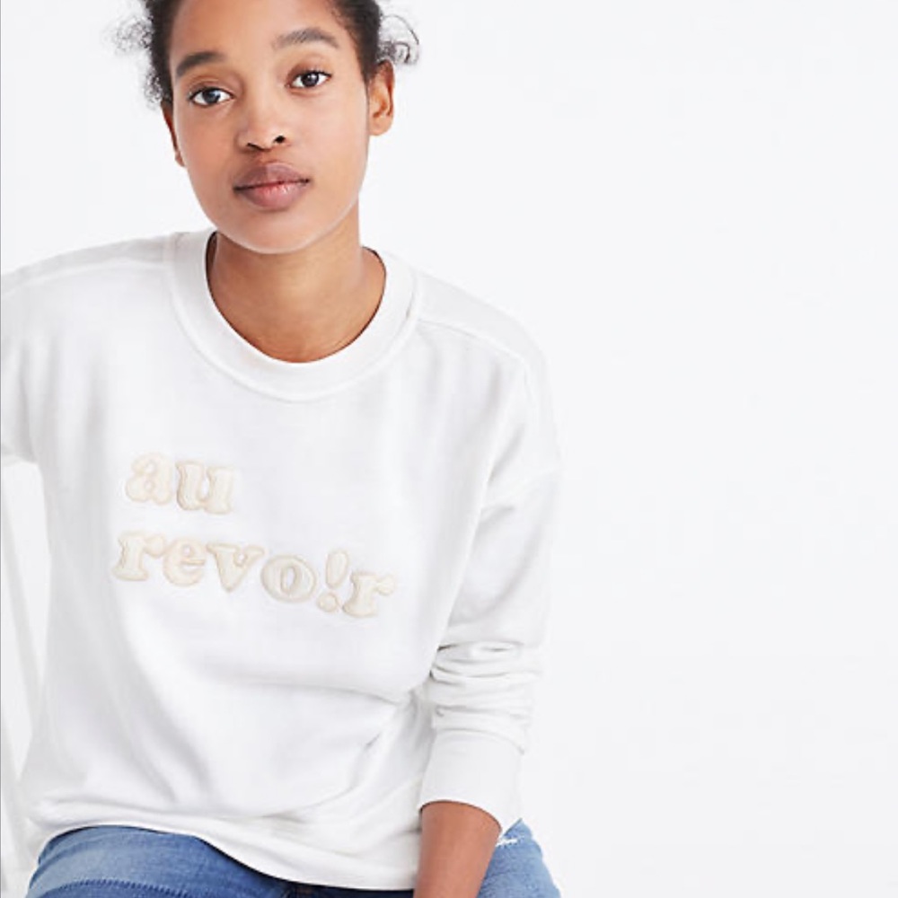 Madewell white “au revoir” sweatshirt Med EUC